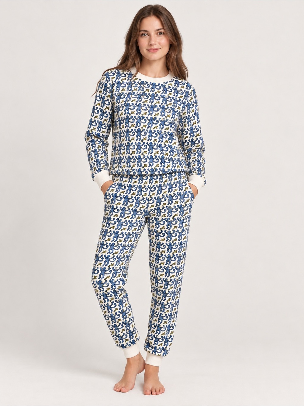 Roller Rabbit Blue & White Printed Jogger Set